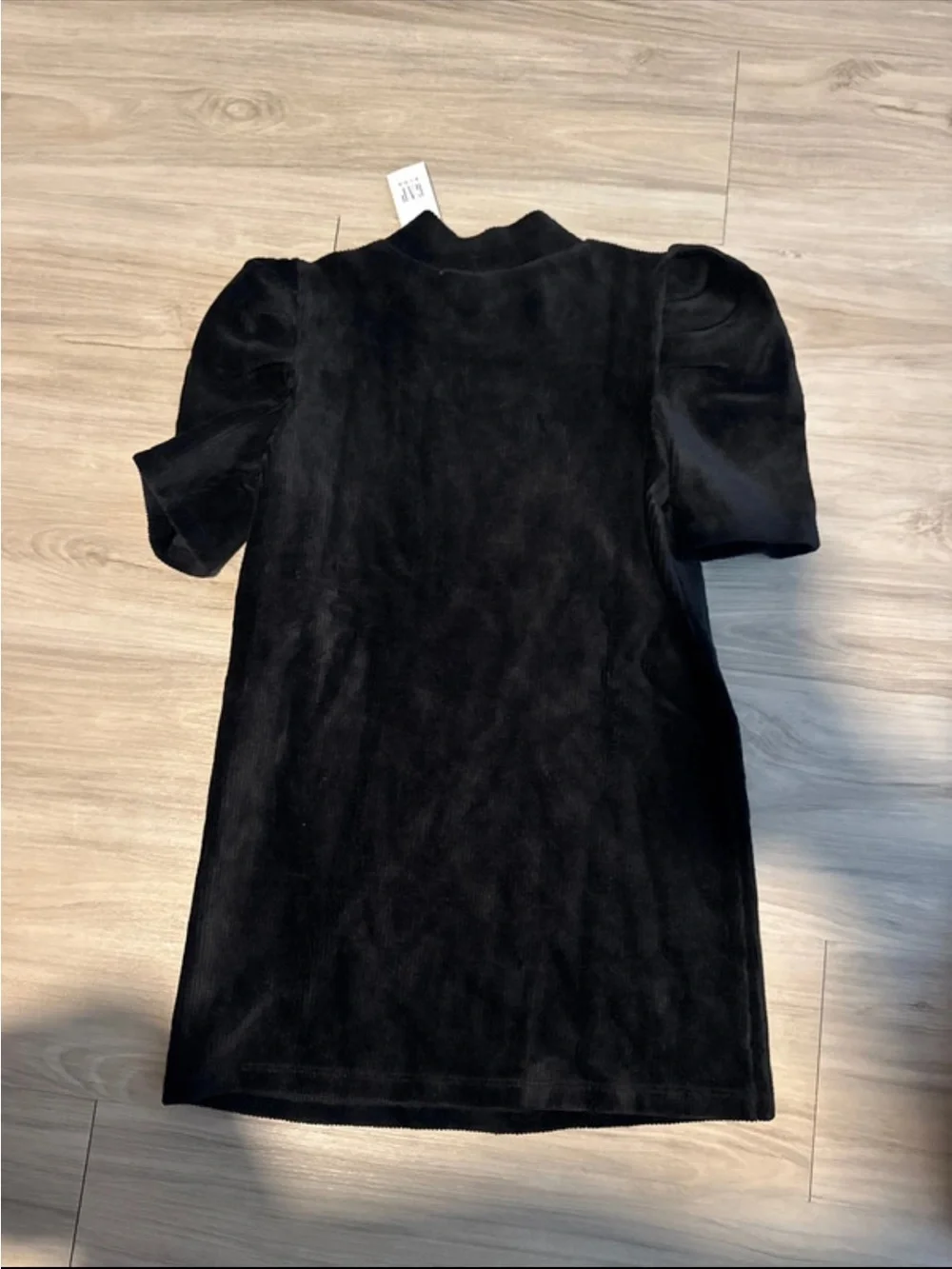 Girls Gap Black Puff-Sleeve Velvet Shift Dress